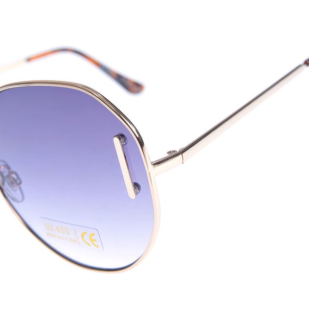 Ochelari de soare cu rama aurie si lentile  albastre UV 400