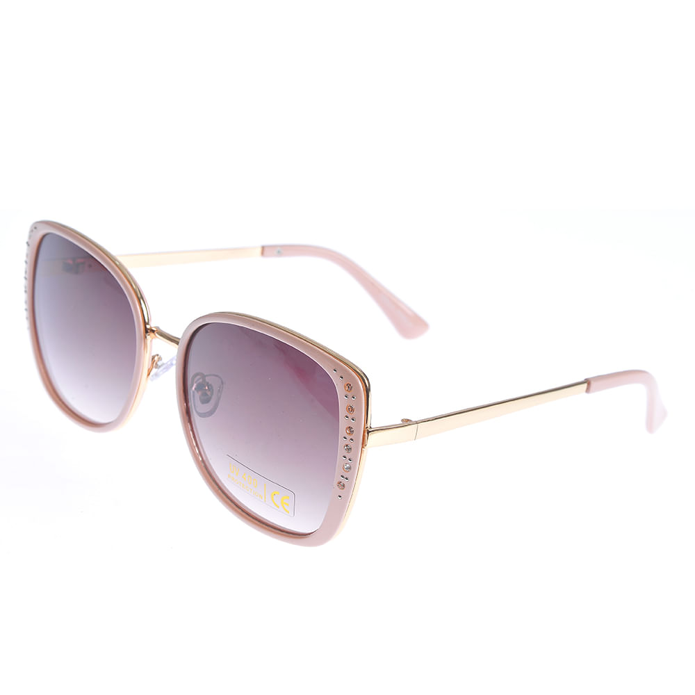Ochelari de soare bej cu pietre acrilice si protectie UV 400 - 1 | YEO