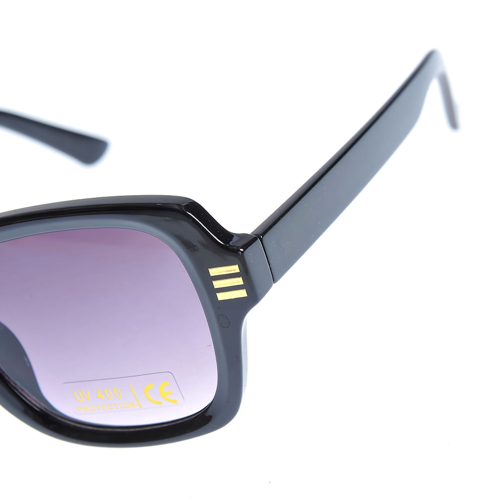 Ochelari de soare negri cu brate late si  protectie UV 400 - 2 | YEO