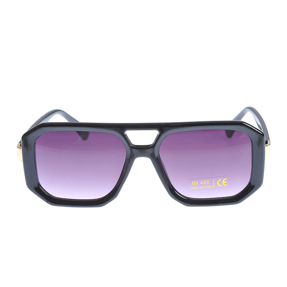 Ochelari de soare negri cu rama hexagon