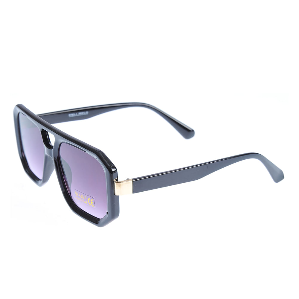 Ochelari de soare negri cu rama hexagon - 1 | YEO