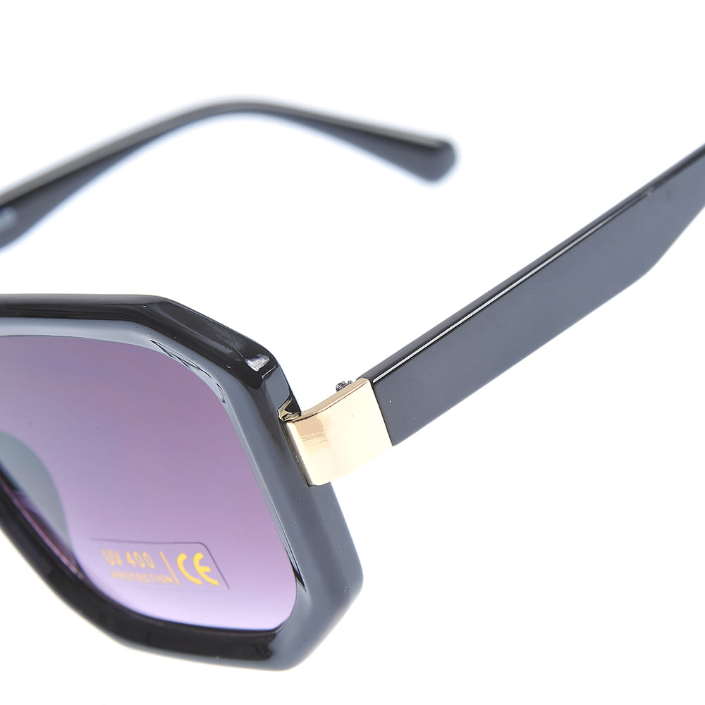 Ochelari de soare negri cu rama hexagon - 2 | YEO