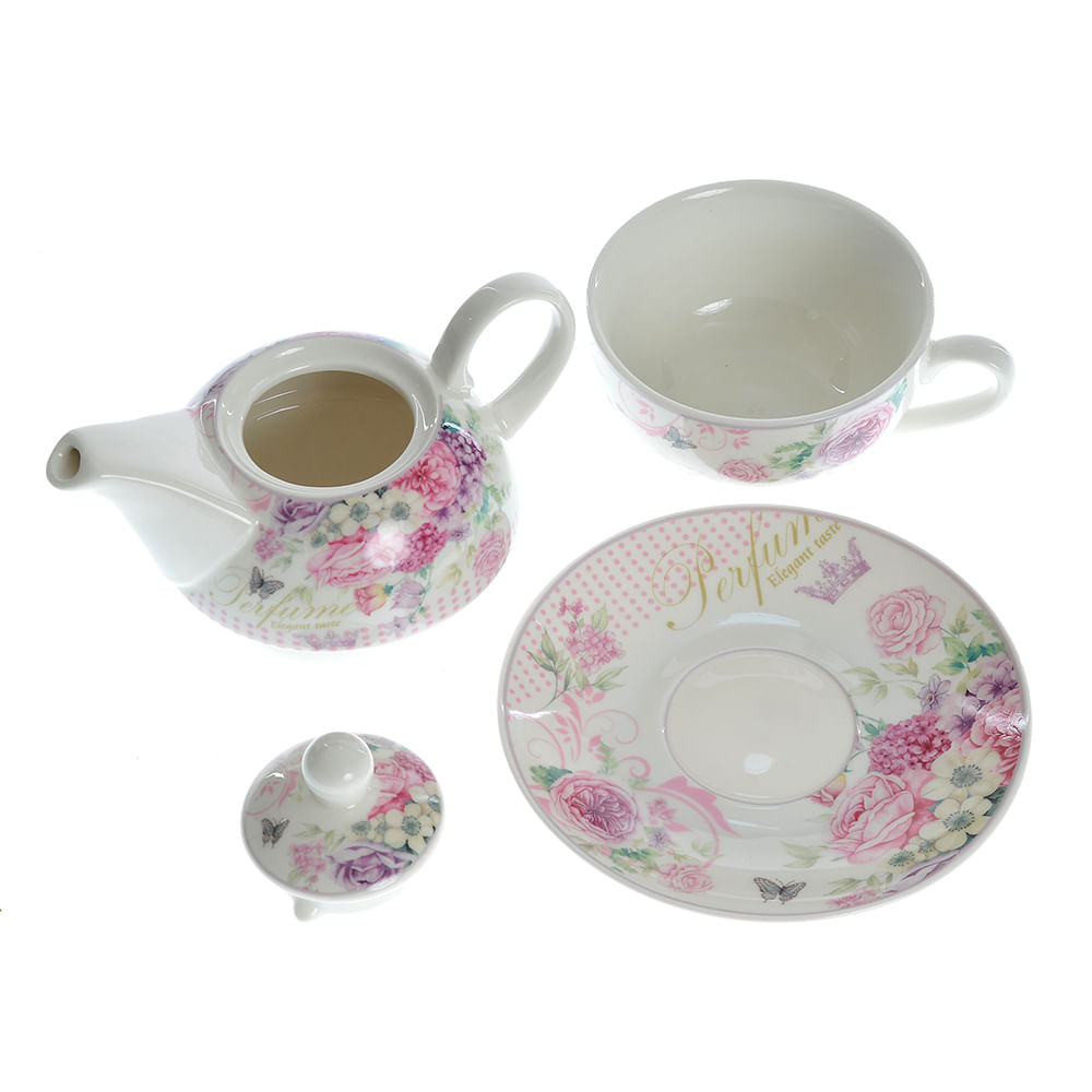 Ceainic din ceramica cu model floral - 2 | YEO