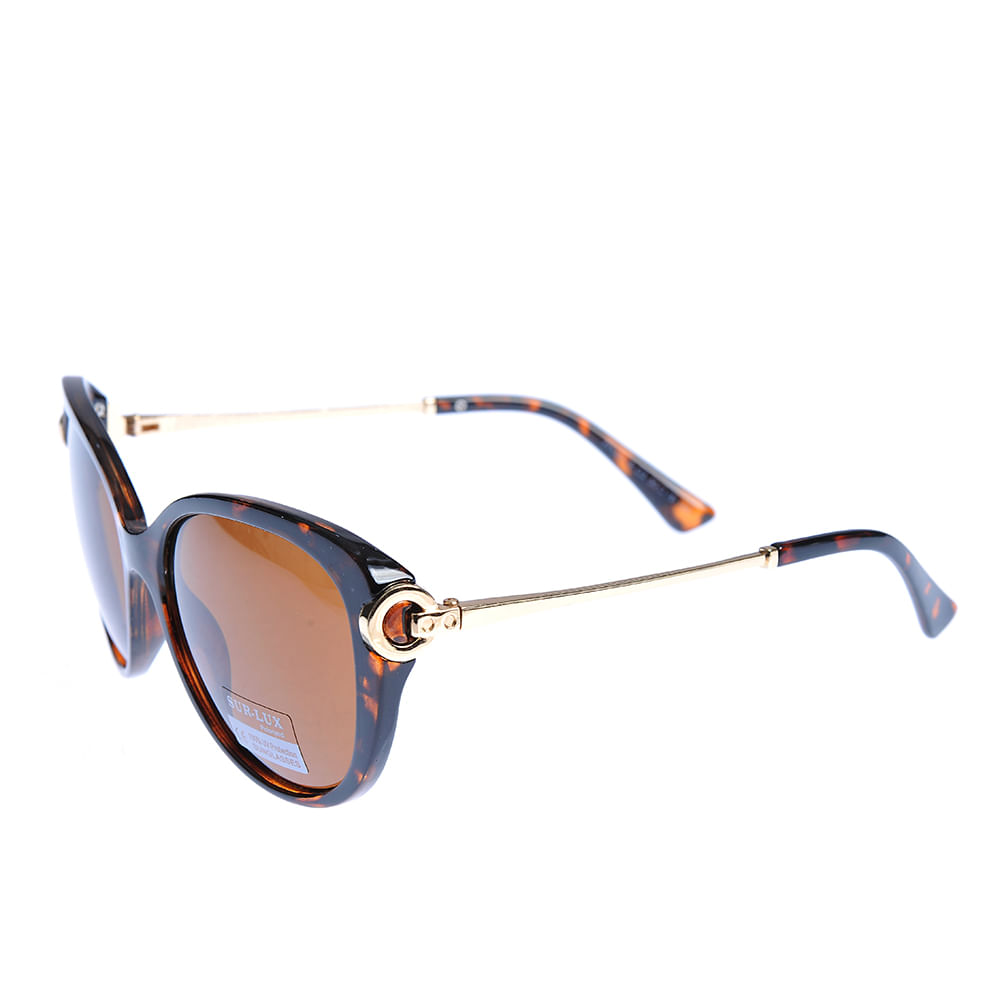 Ochelari de soare cu rama animal print si brate aurii - 1 | YEO