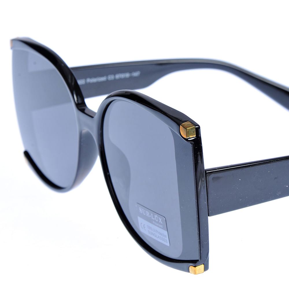 Ochelari de soare negri cu brate late si protectie UV 100% - 2 | YEO