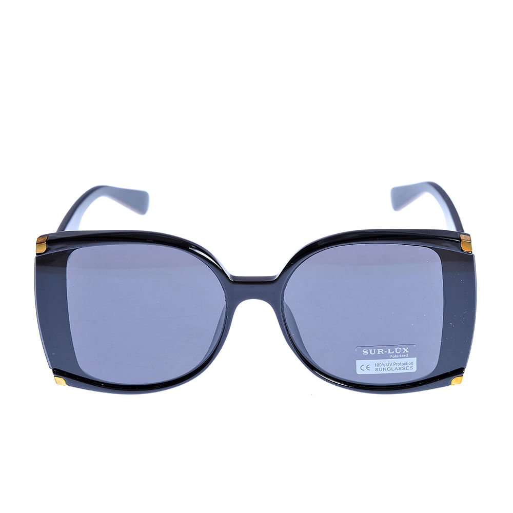Ochelari de soare negri cu brate late si protectie UV 100% - 3 | YEO