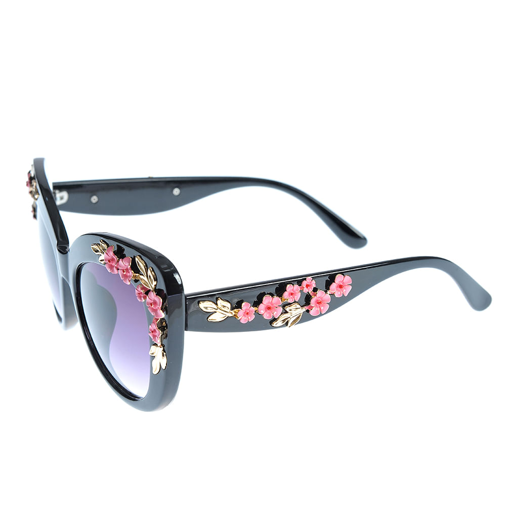 Ochelari de soare negri si flori roz - 1 | YEO