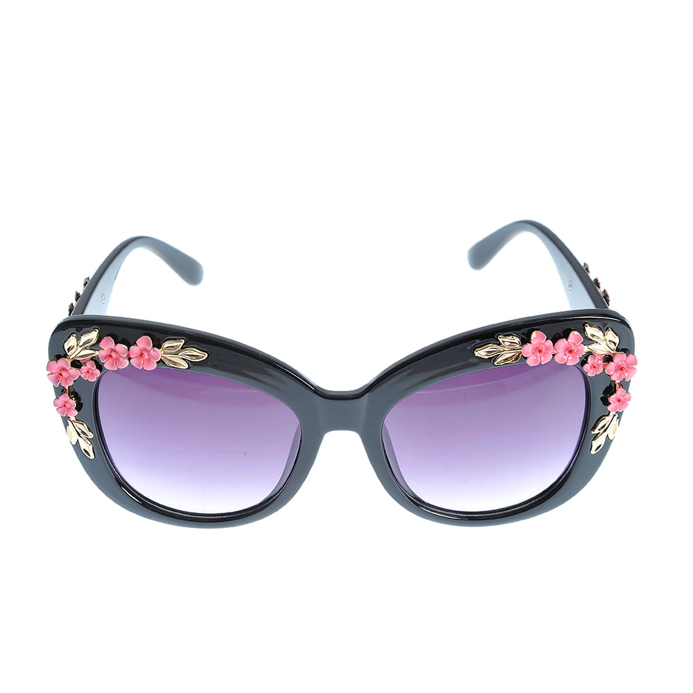 Ochelari de soare negri si flori roz - 3 | YEO