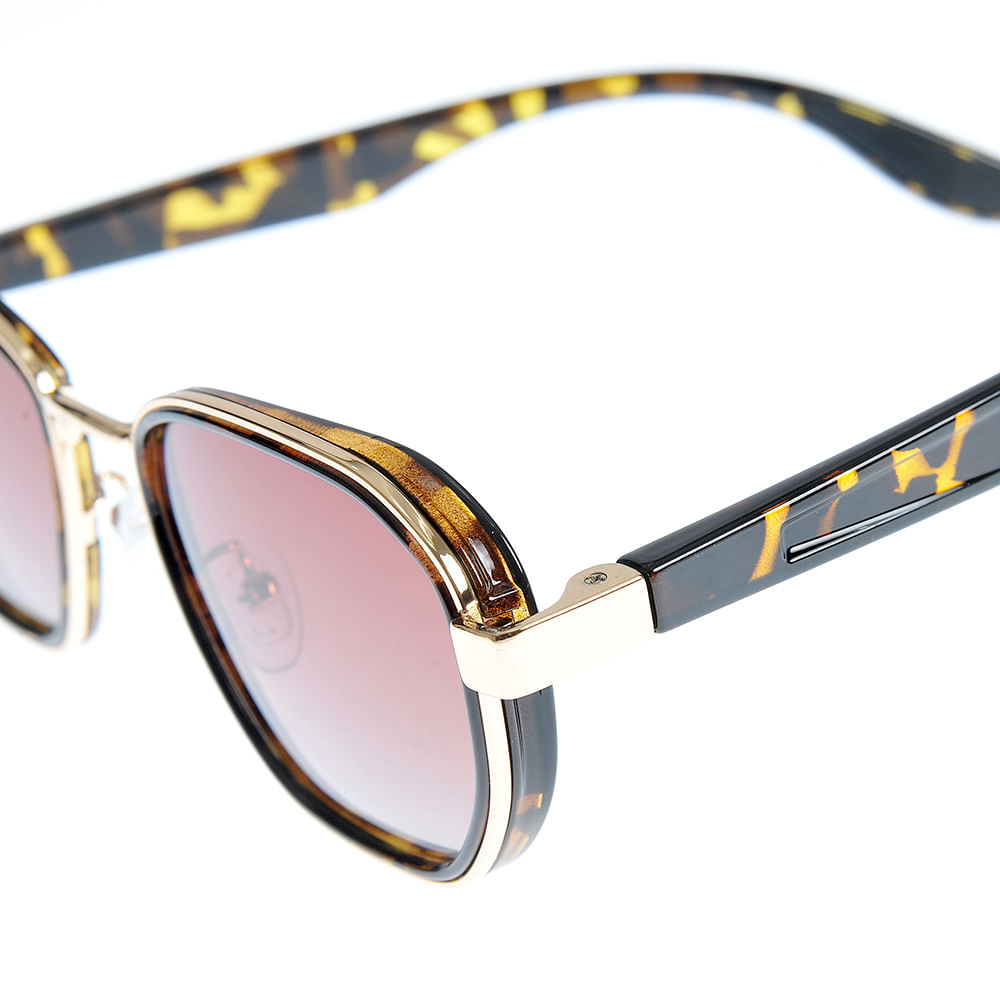 Ochelari de soare cu rama animal print si lentile roz - 2 | YEO