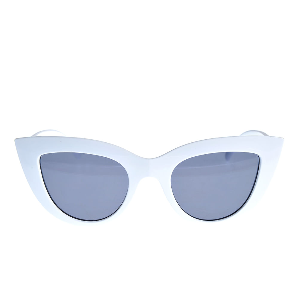 Ochelari de soare albi cu lentile negre Cat Eye