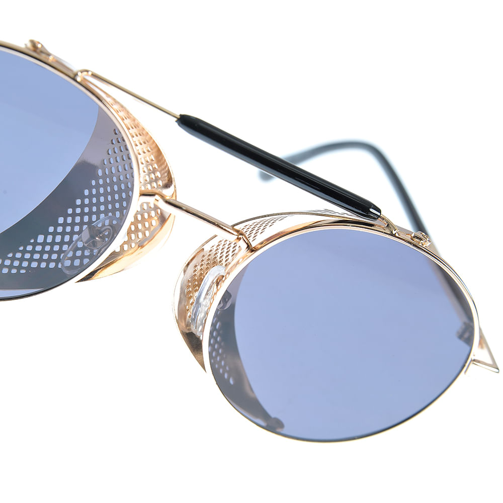 Ochelari de soare aurii cu lentile albastre - 2 | YEO