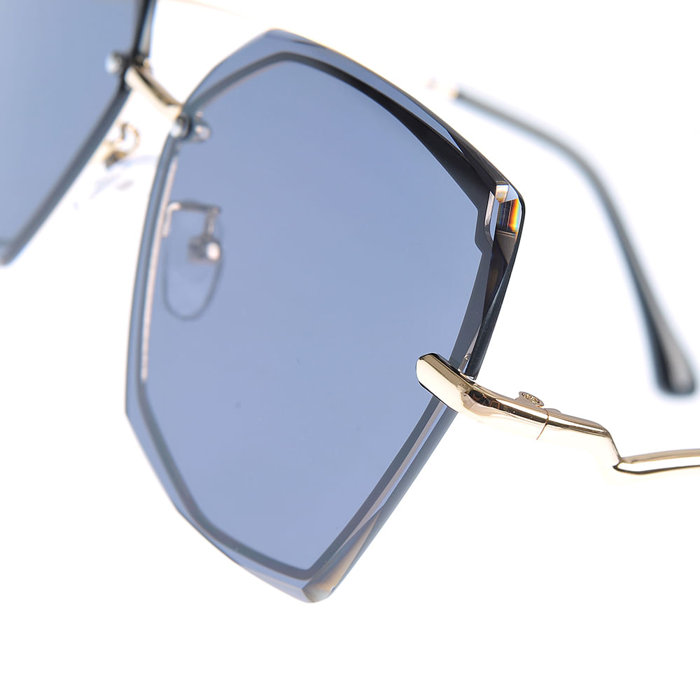 Ochelari de soare negri cu lentile hexagon - 2 | YEO