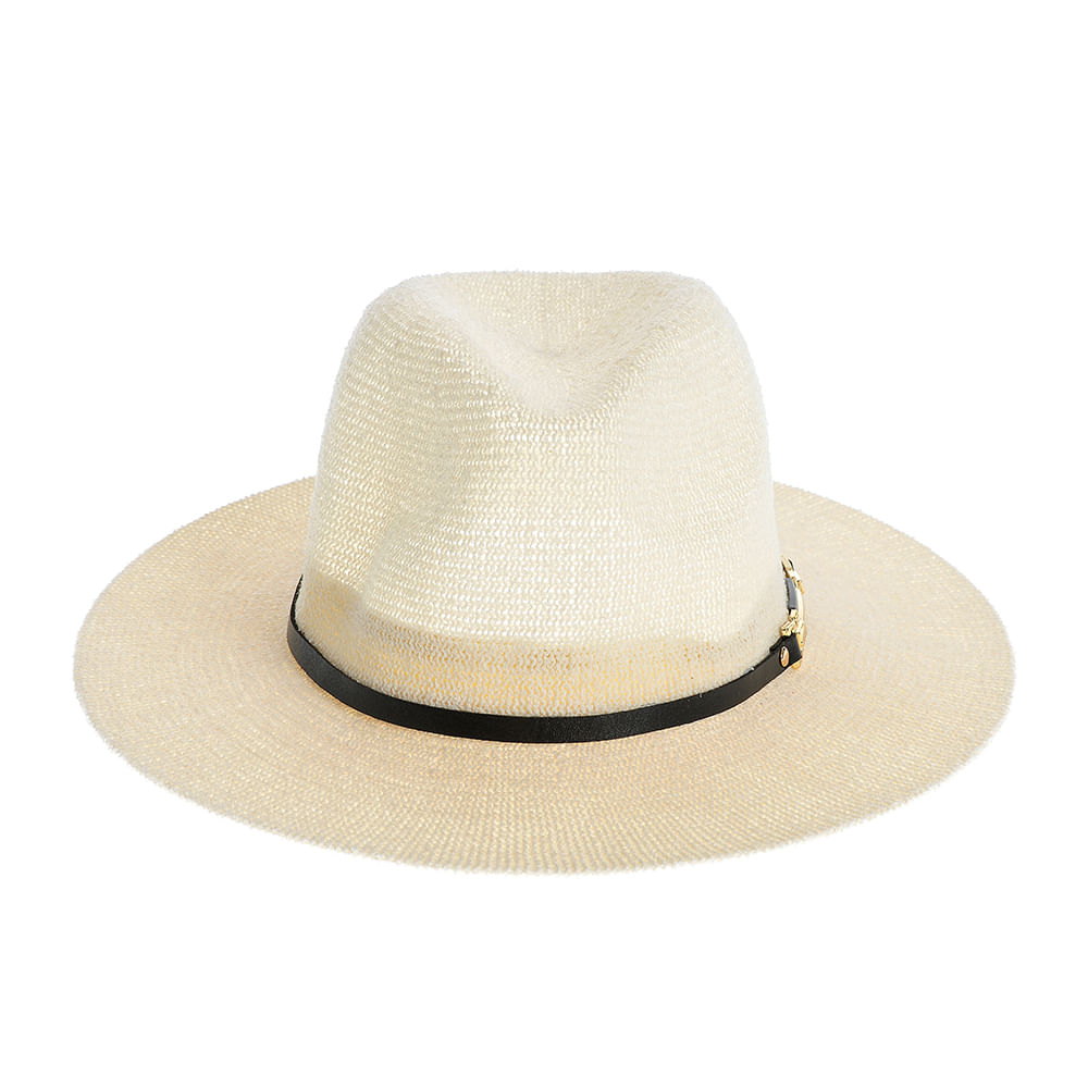 Palarie bej cu banda neagra si accesoriu metalic - 1 | YEO