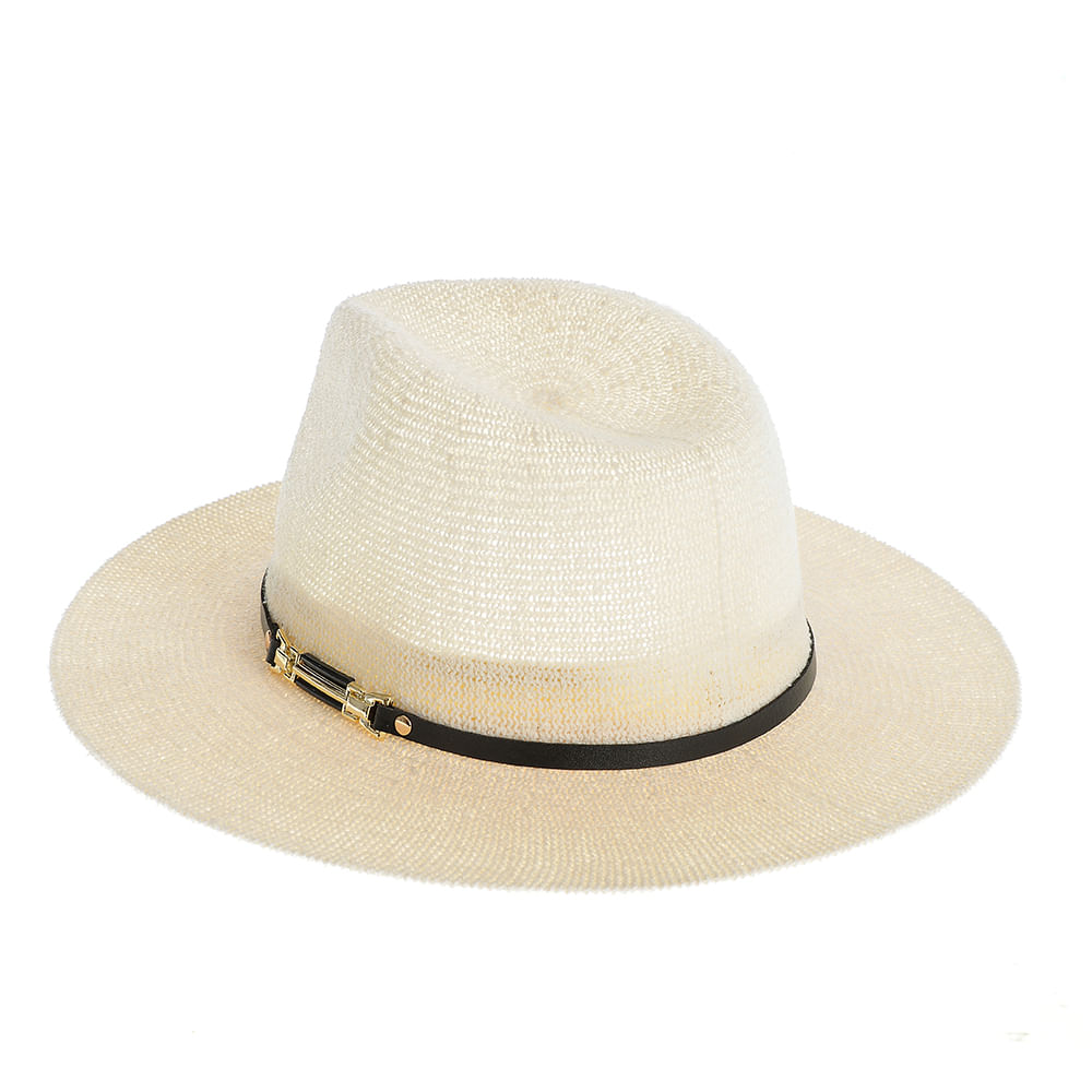 Palarie bej cu banda neagra si accesoriu metalic - 3 | YEO