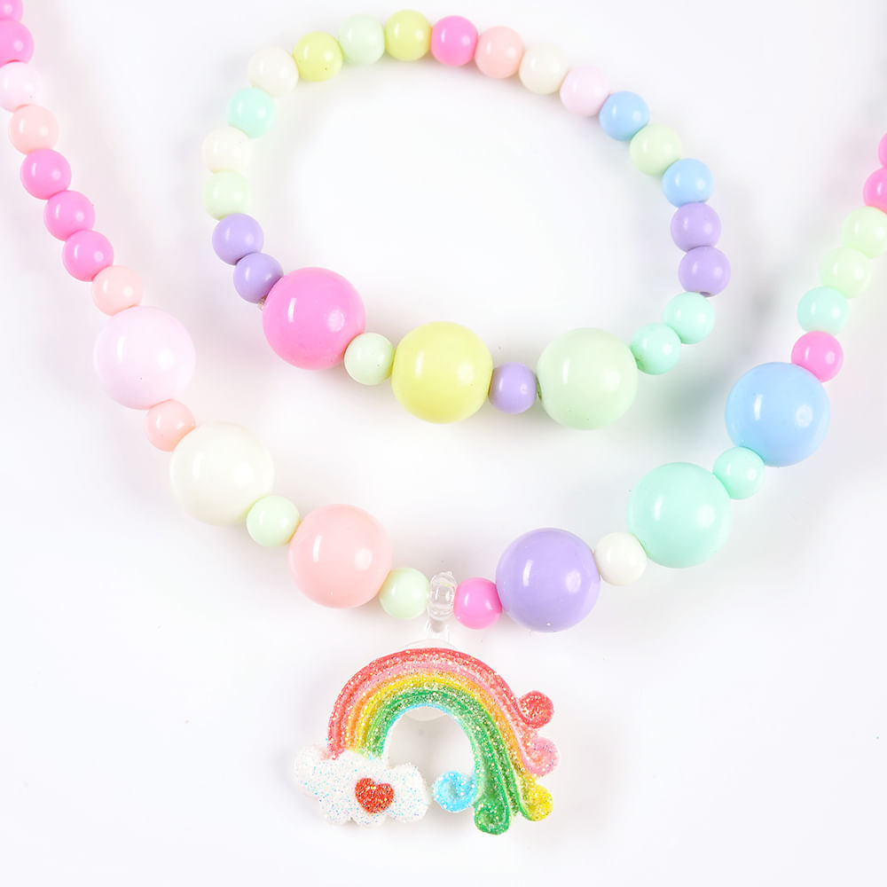 Set colier si bratara cu margele colorate - 1 | YEO