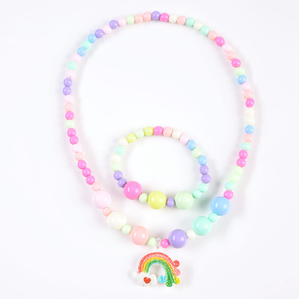 Set colier si bratara cu margele colorate - 3 | YEO
