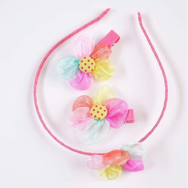 Set 3 accesorii de par roz bentita si agrafe