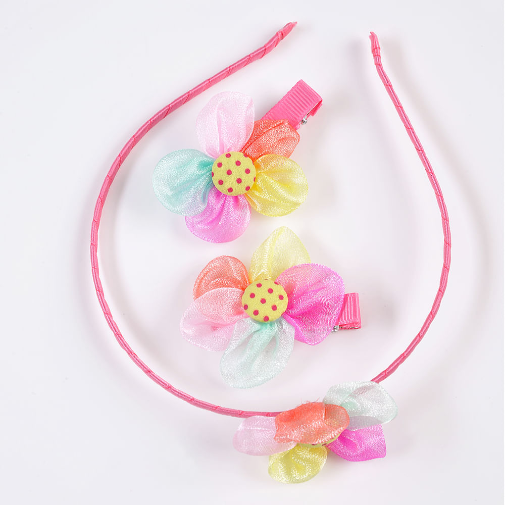 Set 3 accesorii de par roz bentita si agrafe - 1 | YEO