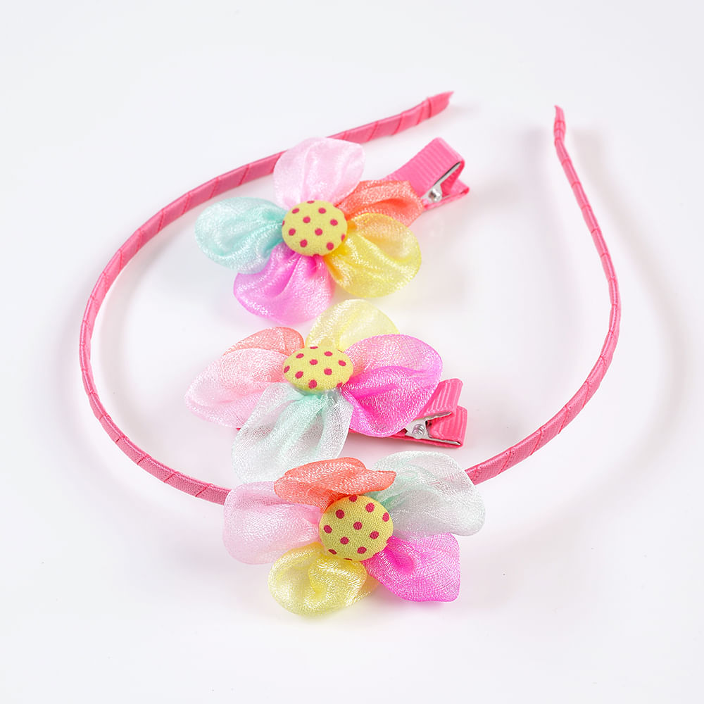 Set 3 accesorii de par roz bentita si agrafe - 2 | YEO
