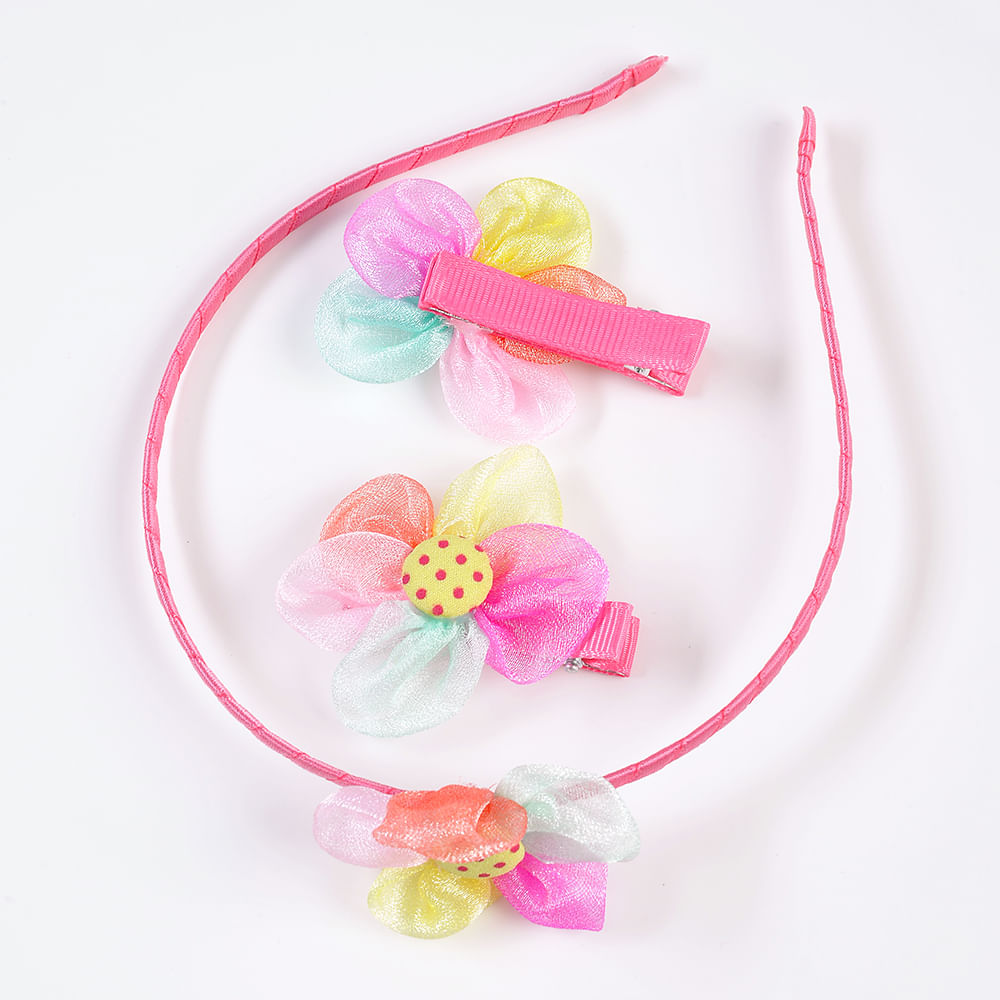 Set 3 accesorii de par roz bentita si agrafe - 3 | YEO