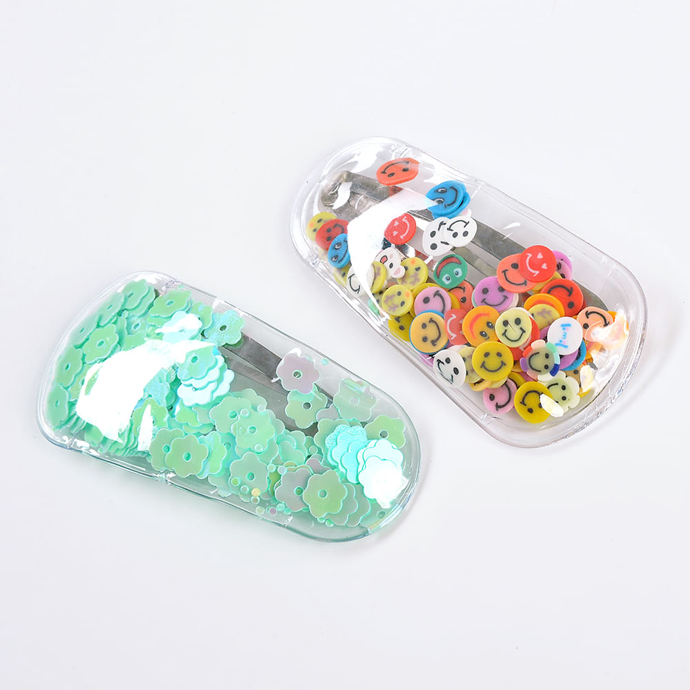 Set 2 agrafe cu flori si smiley face - 4 | YEO