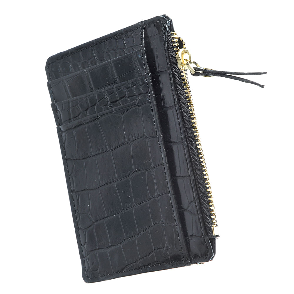 Portofel negru cu model animal print - 1 | YEO