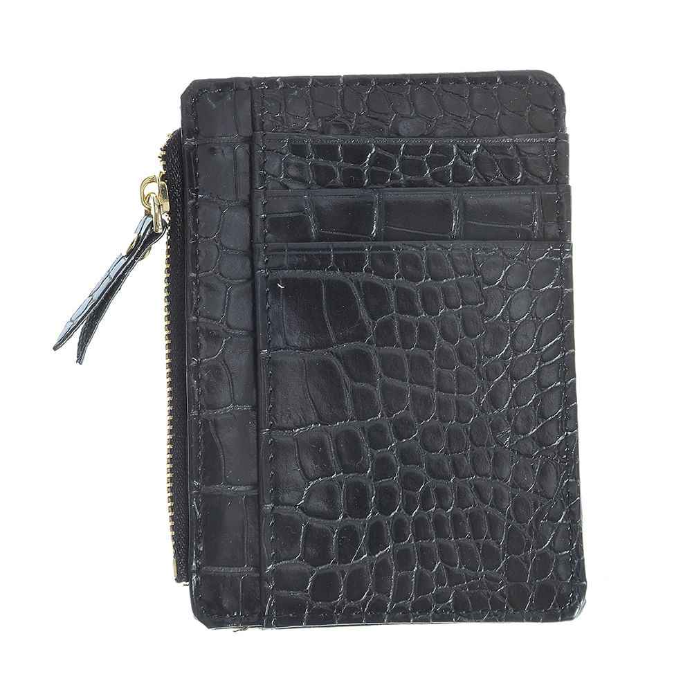 Portofel negru cu model animal print - 2 | YEO