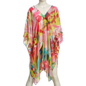 Poncho multicolor cu imprimeu abstract