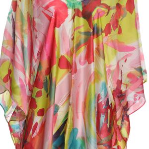 Poncho multicolor cu imprimeu abstract