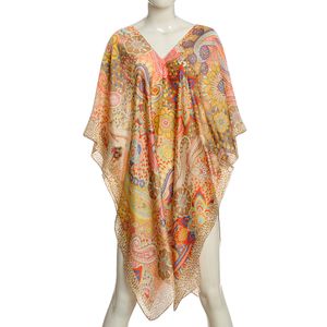 Poncho multicolor cu imprimeu paisley