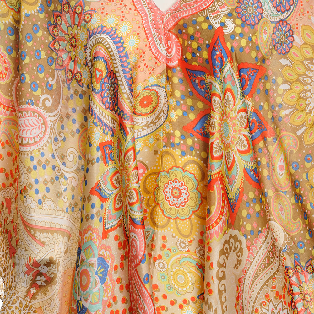 Poncho multicolor cu imprimeu paisley - 1 | YEO
