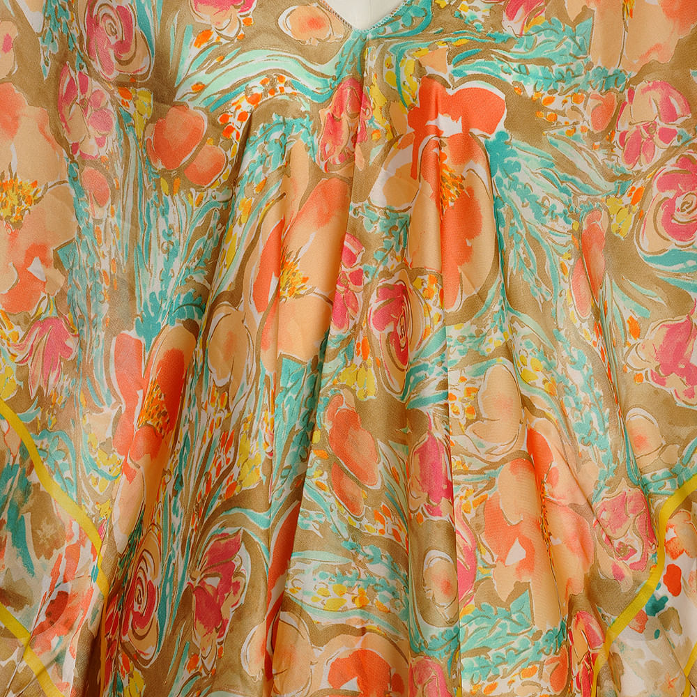 Poncho cu flori portocalii - 1 | YEO
