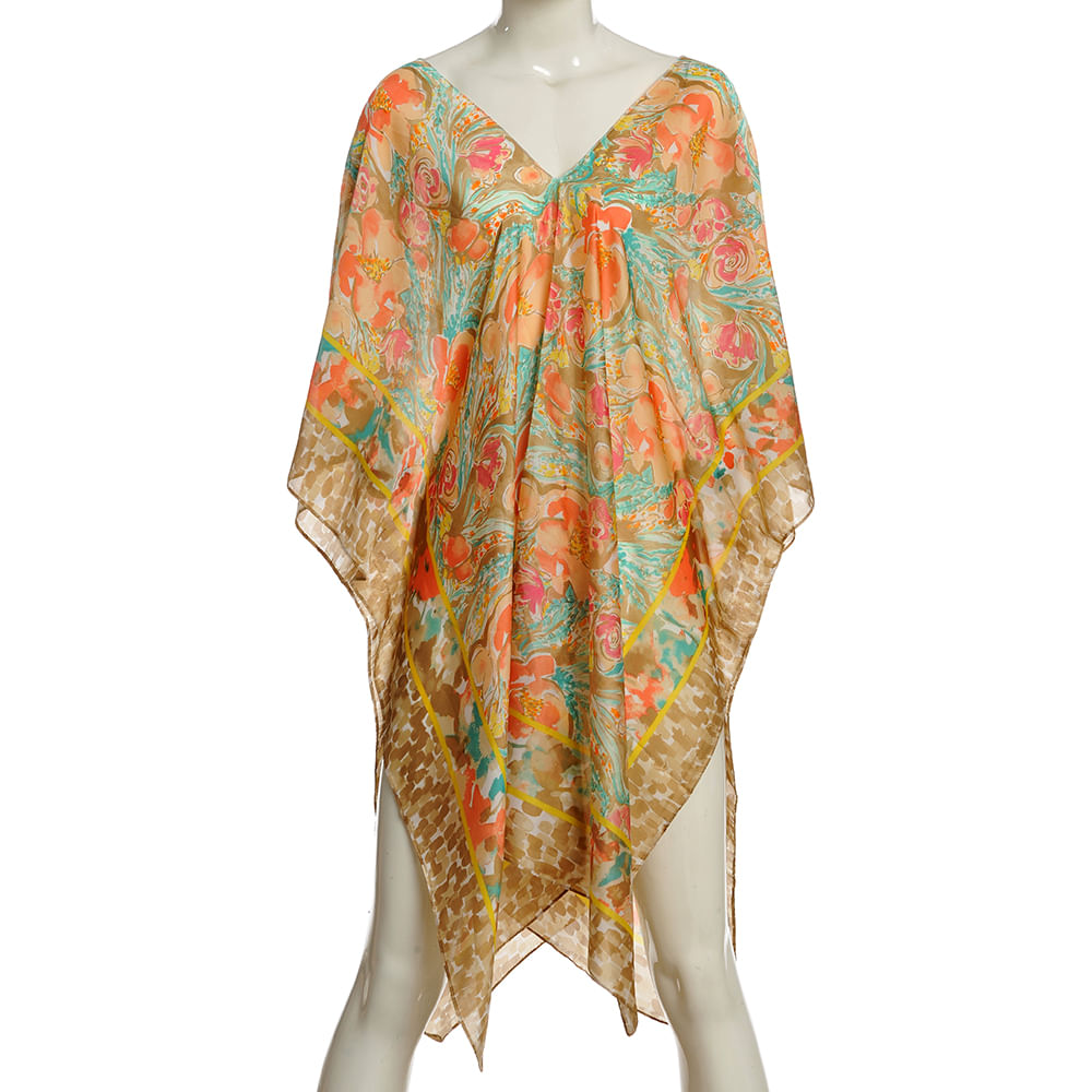 Poncho cu flori portocalii - 2 | YEO