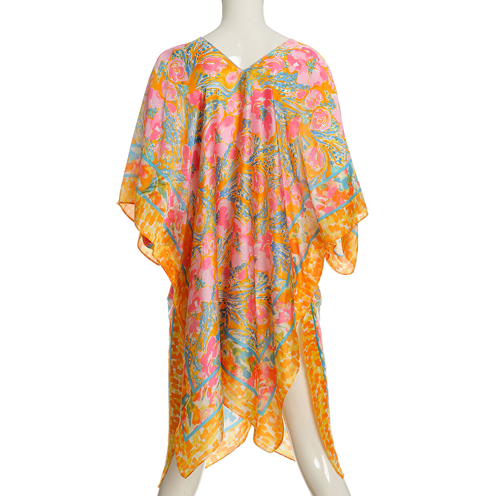 Poncho din vascoza cu flori roz - 2 | YEO