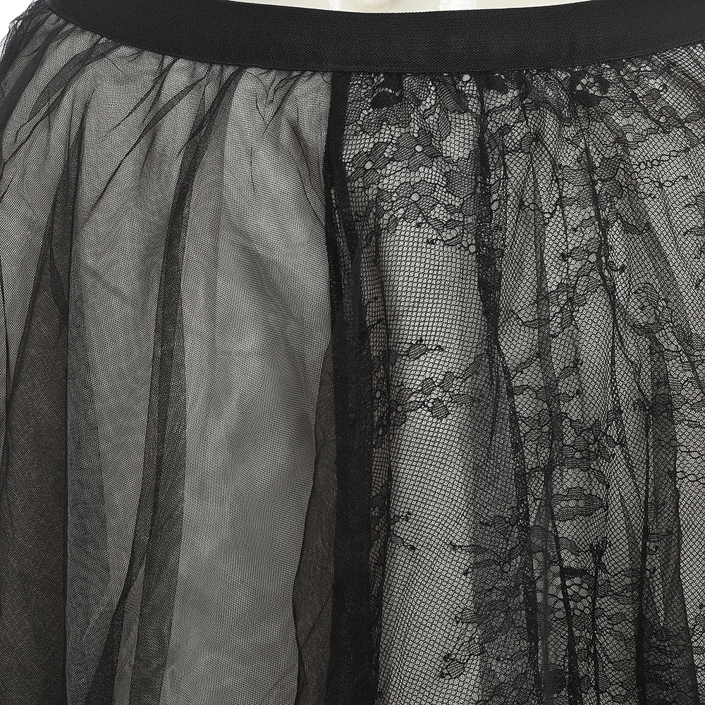 Fusta midi neagra cu tulle - 1 | YEO