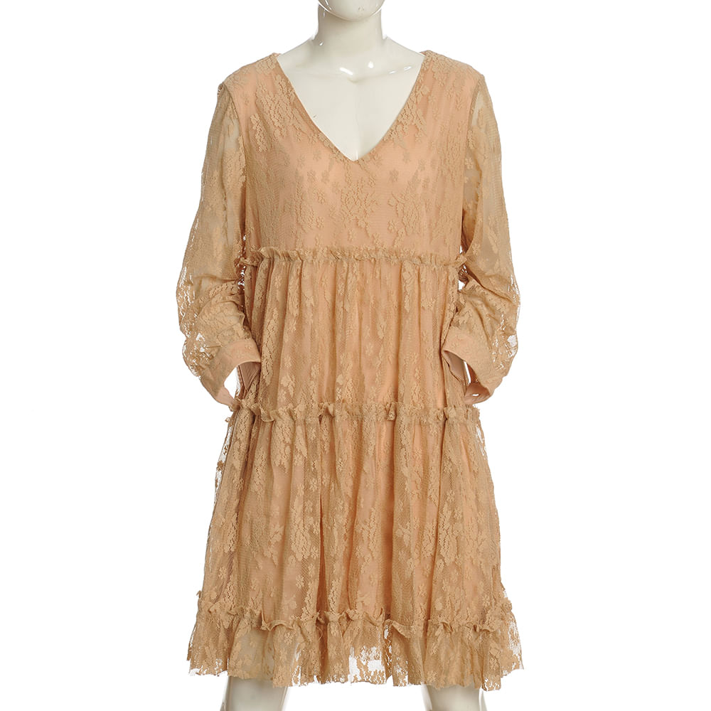 Rochie bej cu dantela