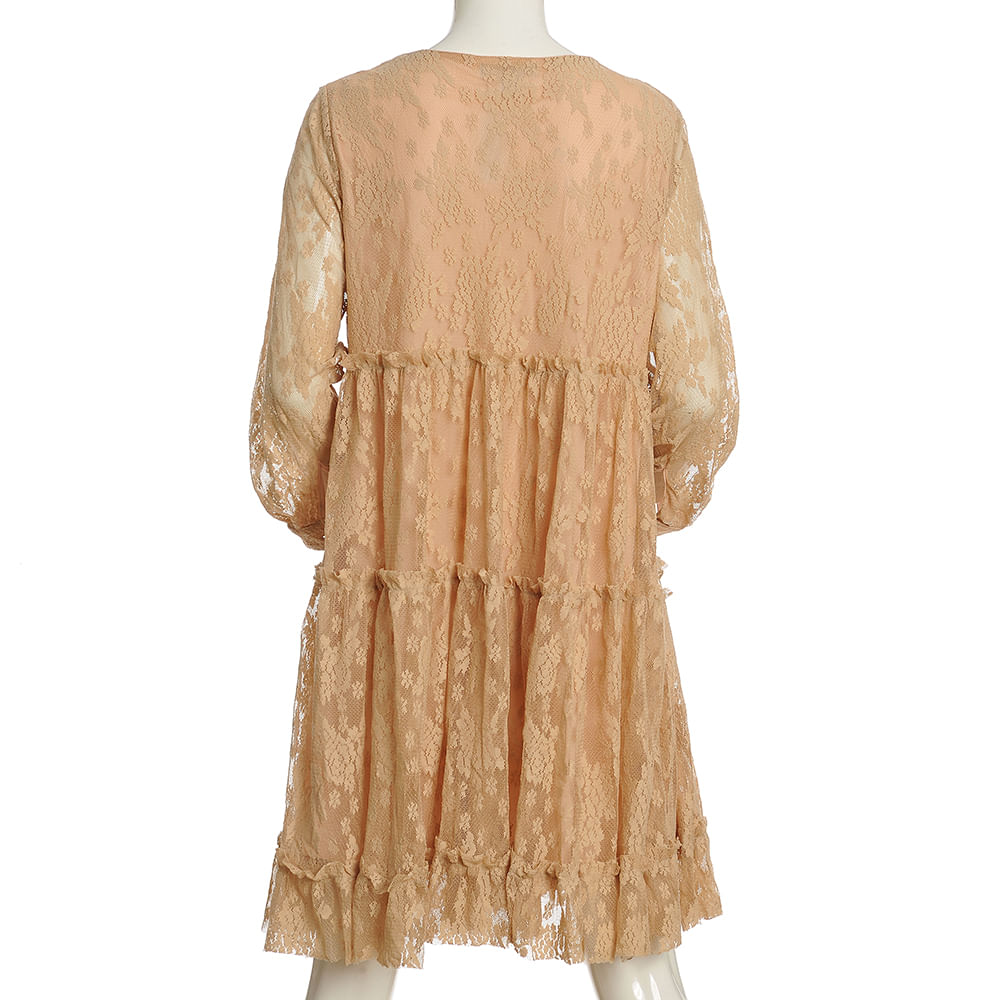 Rochie bej cu dantela - 2 | YEO
