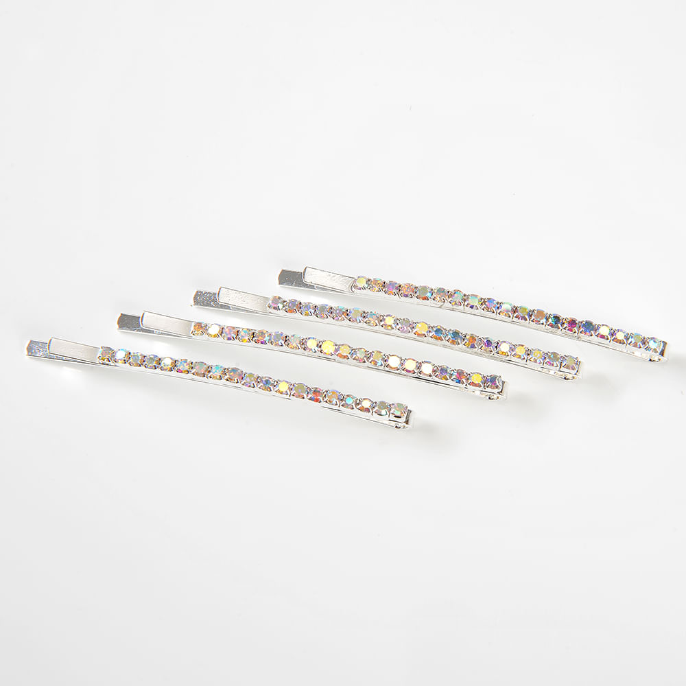 Set 4 agrafe argintii cu pietre stralucitoare - 1 | YEO