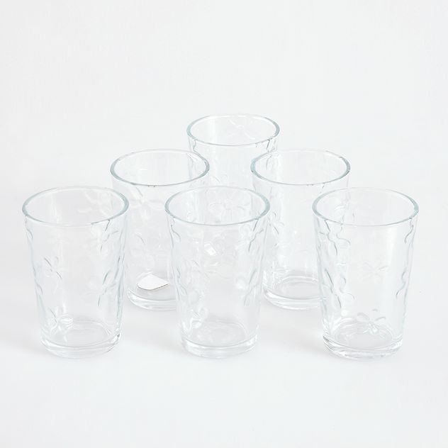 Set 6 pahare din sticla cu flori