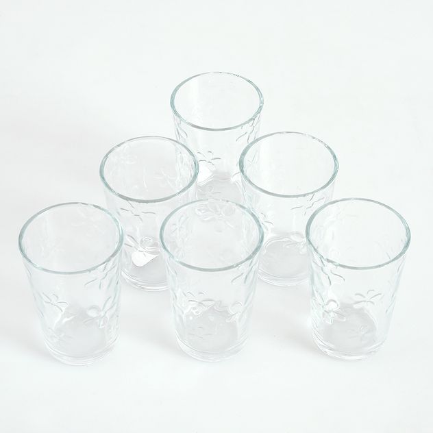 Set 6 pahare din sticla cu flori
