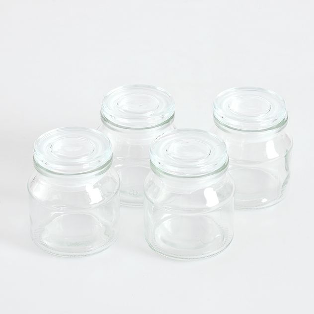 Set 4 mini borcane din sticla
