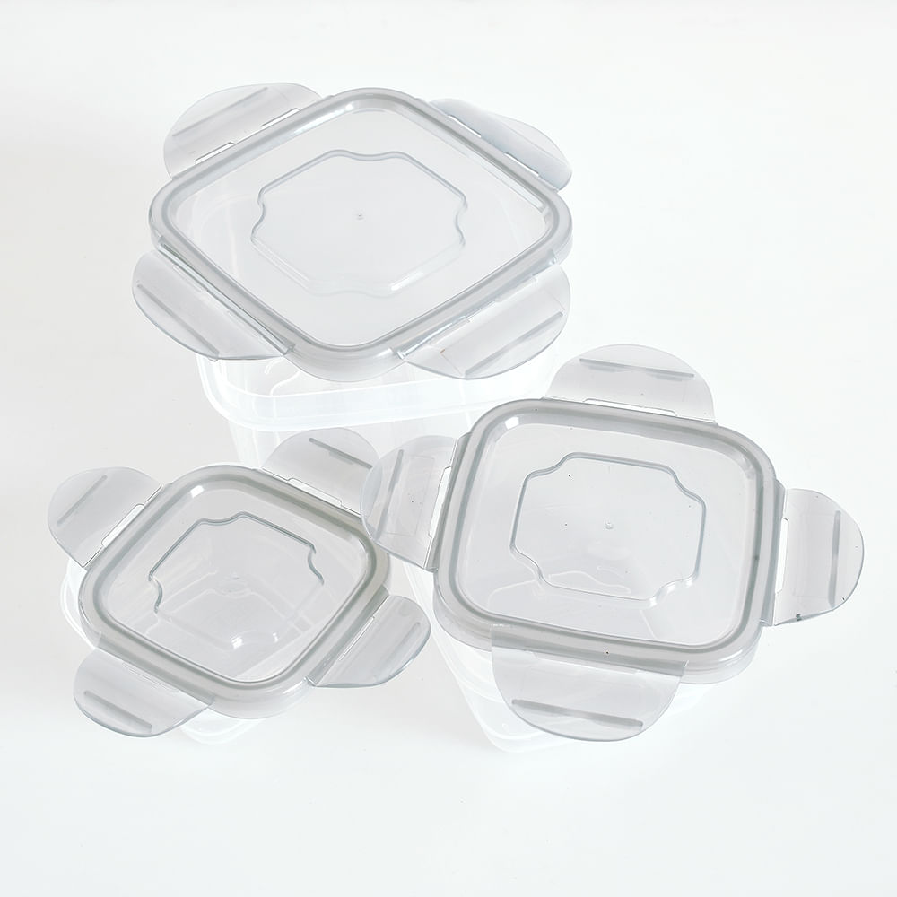 Set 3 caserole alimentare cu capac gri - 1 | YEO