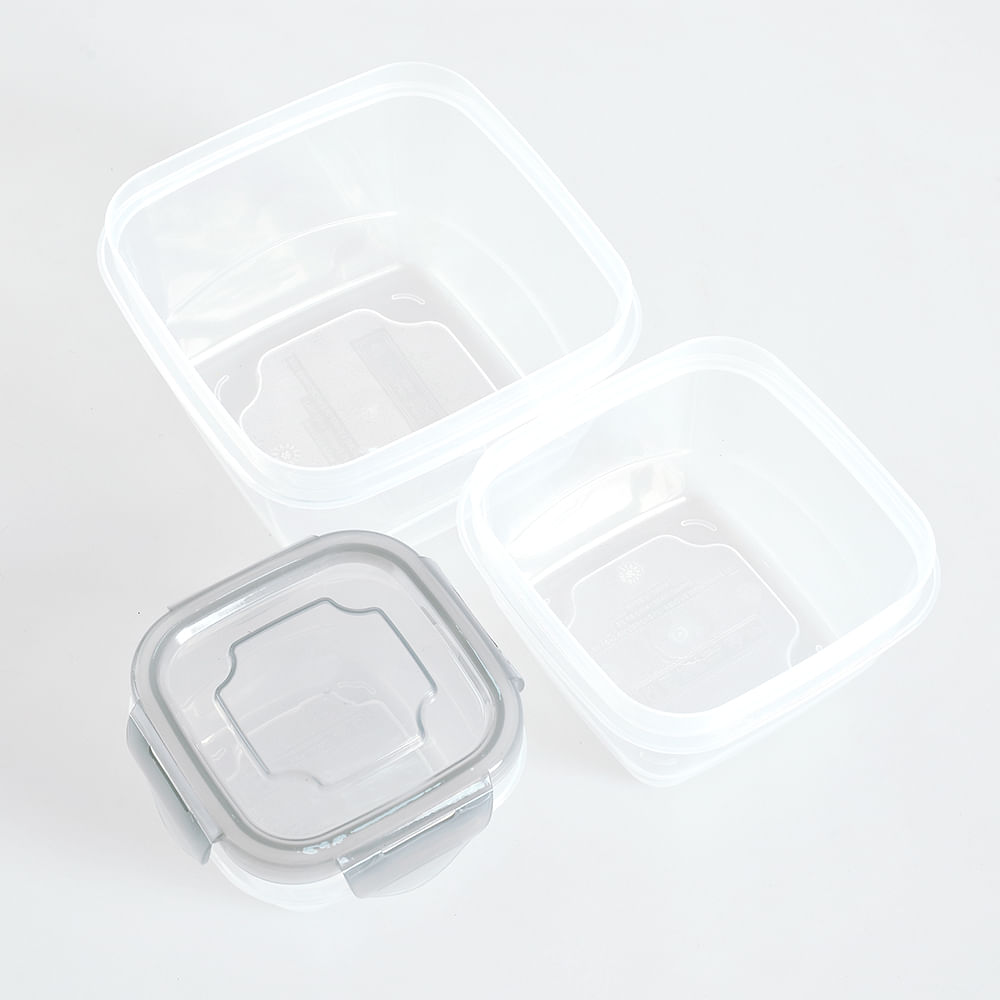Set 3 caserole alimentare cu capac gri - 4 | YEO