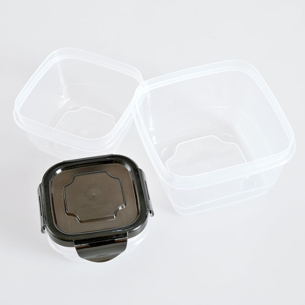Set 3 caserole alimentare cu capac negru - 3 | YEO
