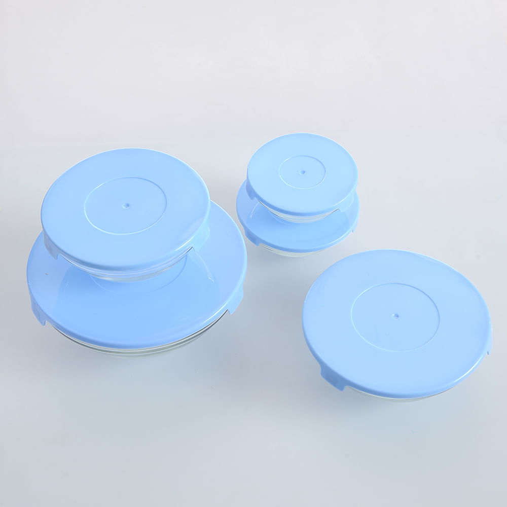 Set 5 caserole alimentare din sticla cu capac albastru - 3 | YEO