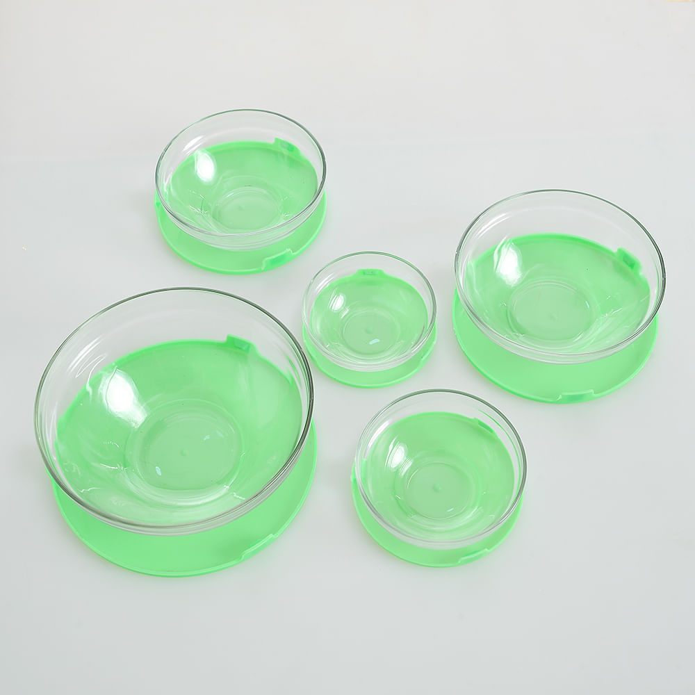 Set 5 caserole alimentare din sticla cu capac verde - 3 | YEO