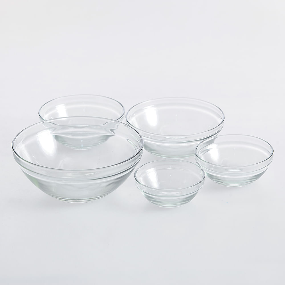 Set 5 caserole alimentare din sticla cu capac rosu - 4 | YEO