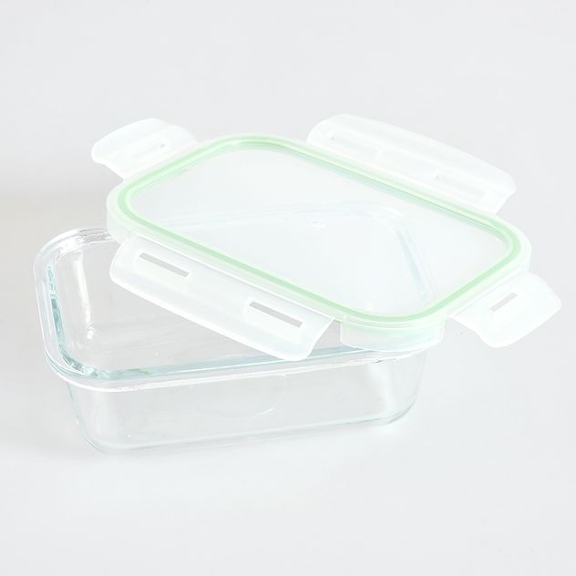 Caserola din sticla cu capac verde 590 ml