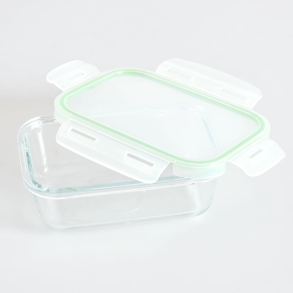 Caserola din sticla cu capac verde 590 ml