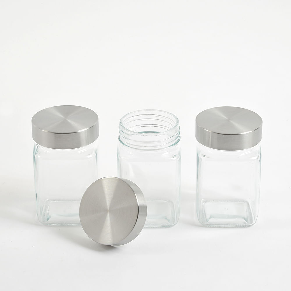 Set 3 mini borcane din sticla cu capace din inox - 1 | YEO
